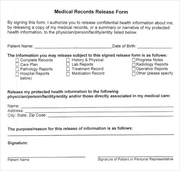 10 Medical Records Release Forms To Download Sample Templates