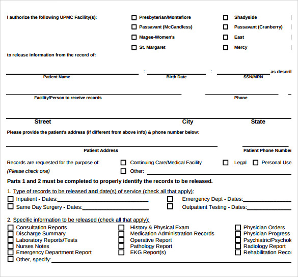 10 Medical Records Release Forms To Download Sample Templates