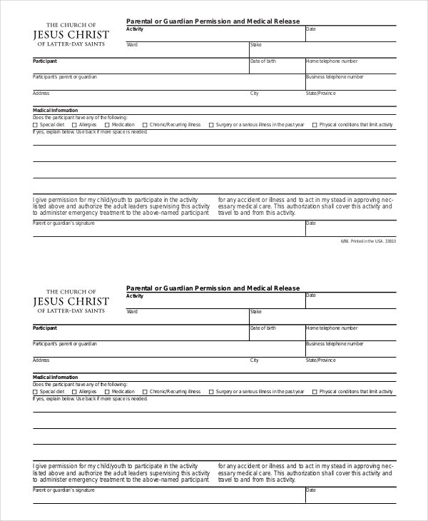 10 Medical Release Forms Free Sample Example Format Free 