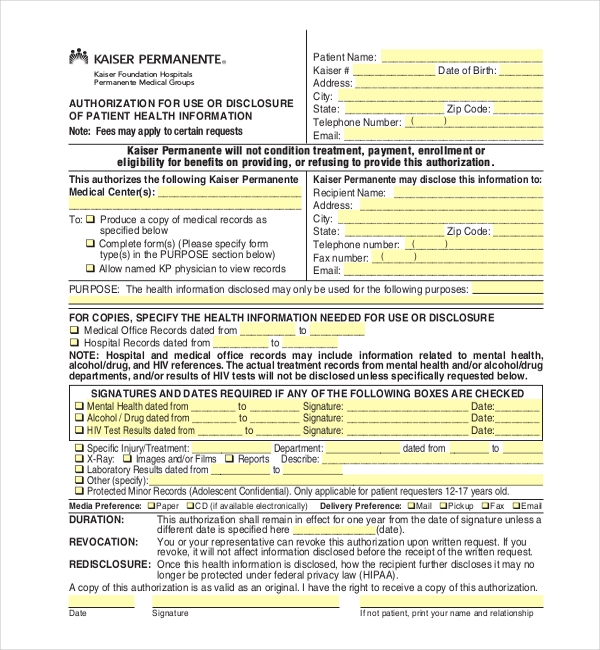 19 Sample Medical Records Release Forms Sample Forms