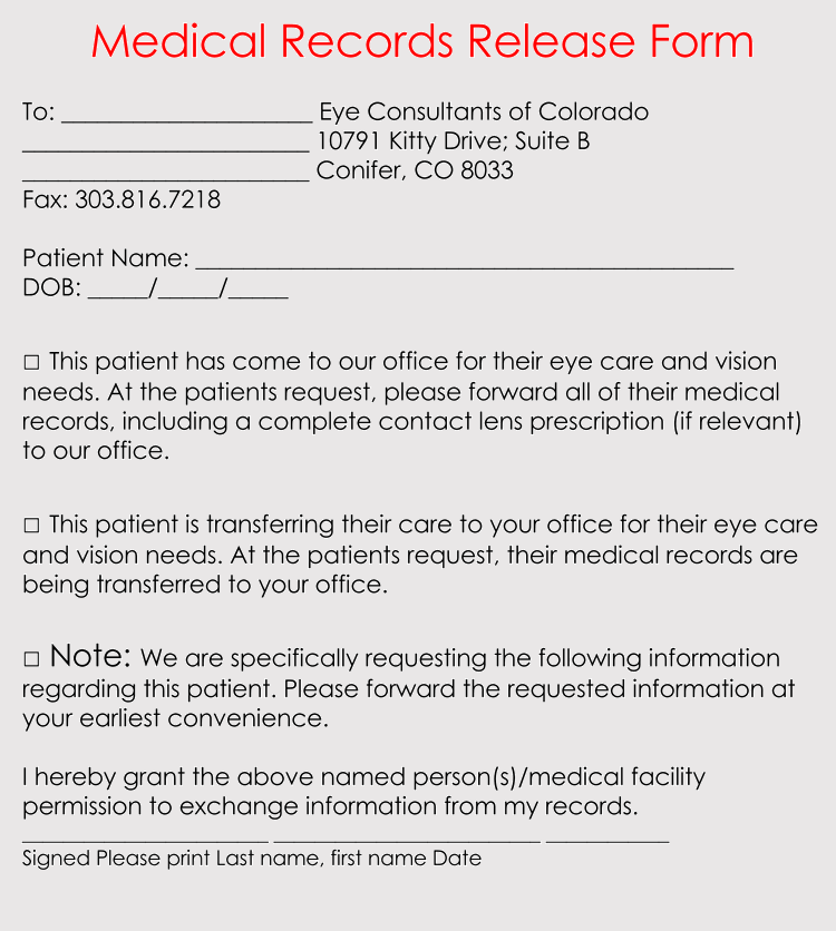 20 Free Medical Information Release Forms Templates