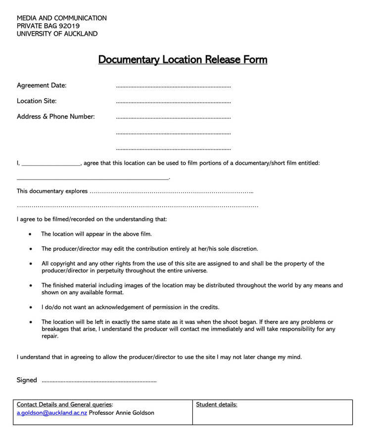 25 Free Location Release Forms Waiver Of Liability Word PDF