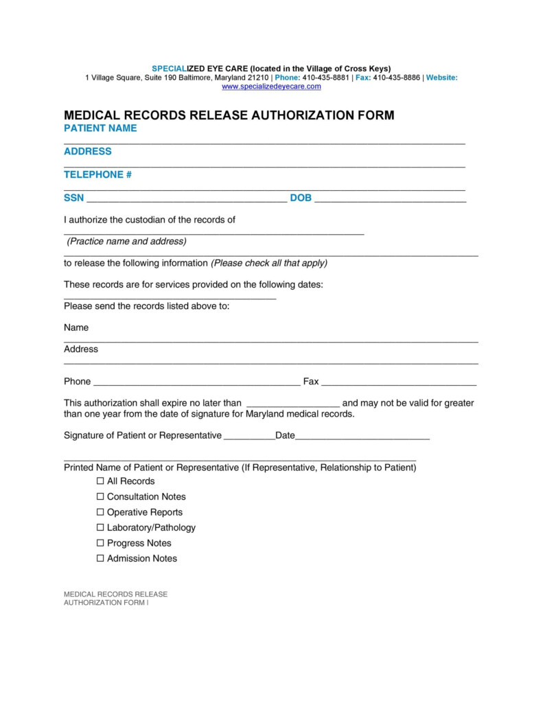 30 Medical Release Form Templates Template Lab