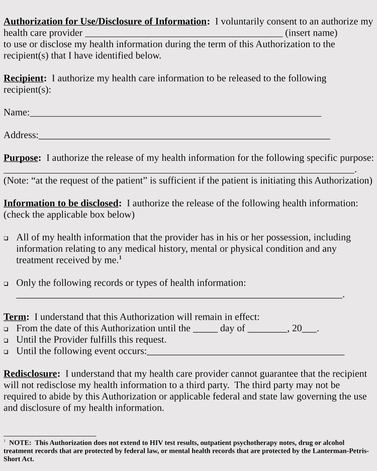 40 FREE Medical Record Release Forms Word PDF 