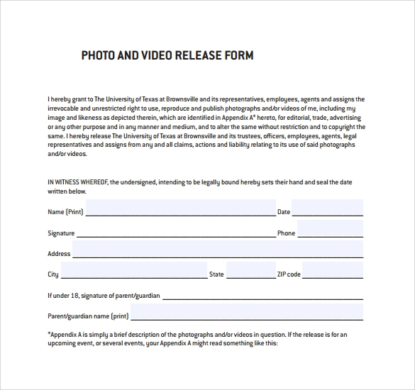 9 Video Release Forms Sample Templates