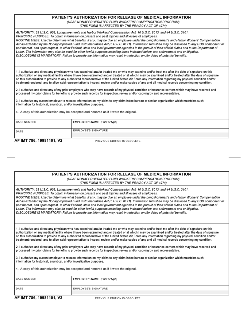 AF IMT Form 786 Download Fillable PDF Or Fill Online Patient s 