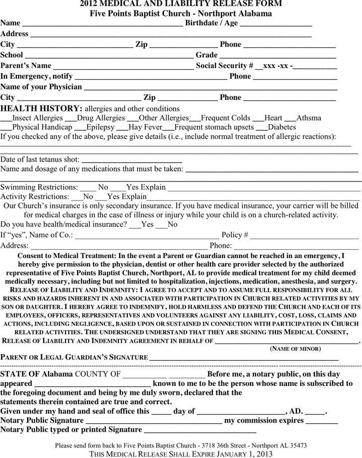 Alabama Medical Release Form Download The Free Printable Basic Blank 