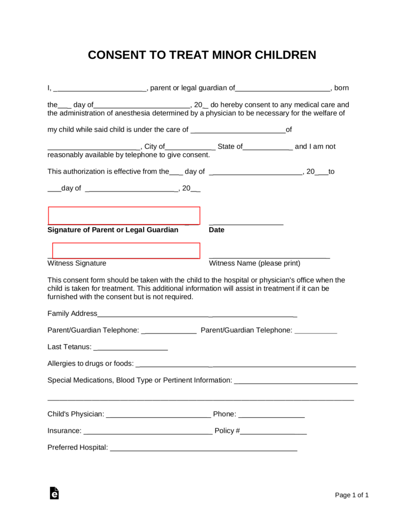 Albamv Medical Consent Form For Minor Template