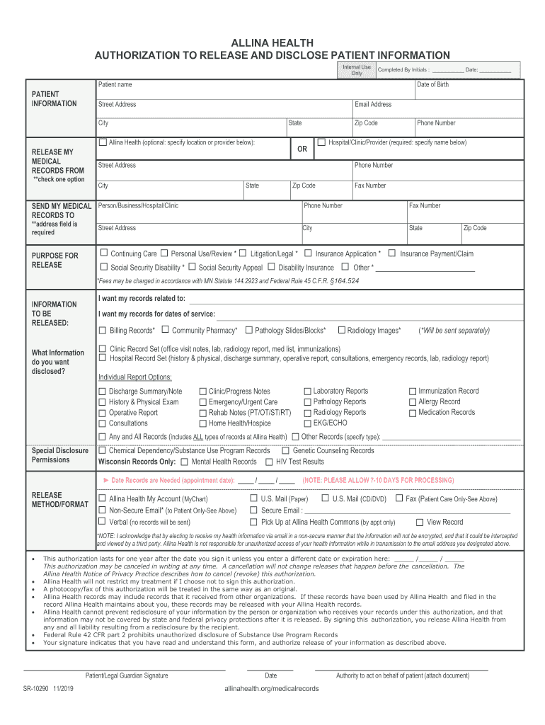 Allina Health Fill Out And Sign Printable PDF Template SignNow