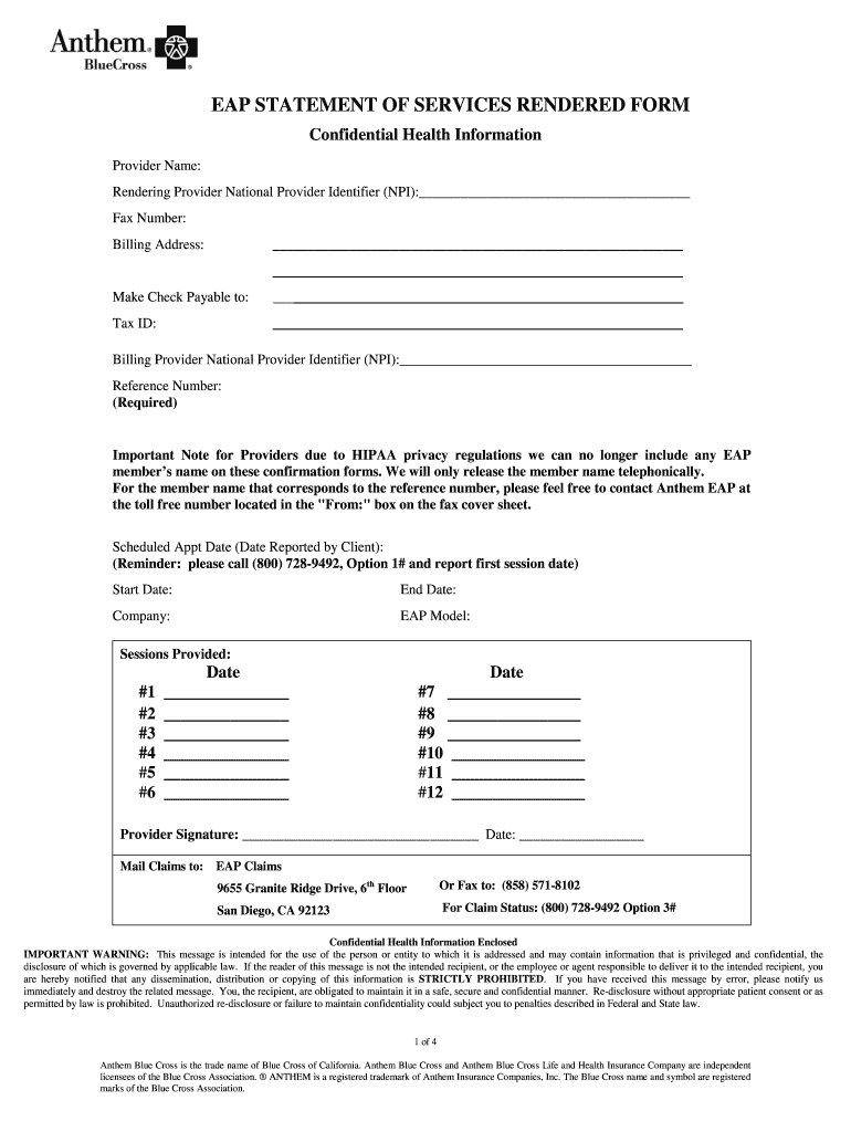 Anthem Eap Forms Fill Online Printable Fillable Blank PdfFiller