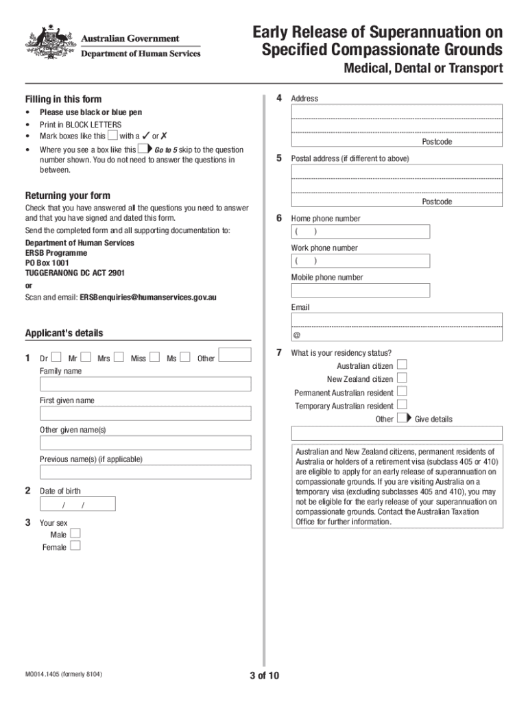 Ato Compassionate Release Of Super Form Fill Out And Sign Printable