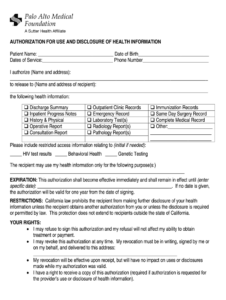 AUTHORIZATION FOR USE AND DISCLOSURE OF HEALTH INFORMATION Release Of