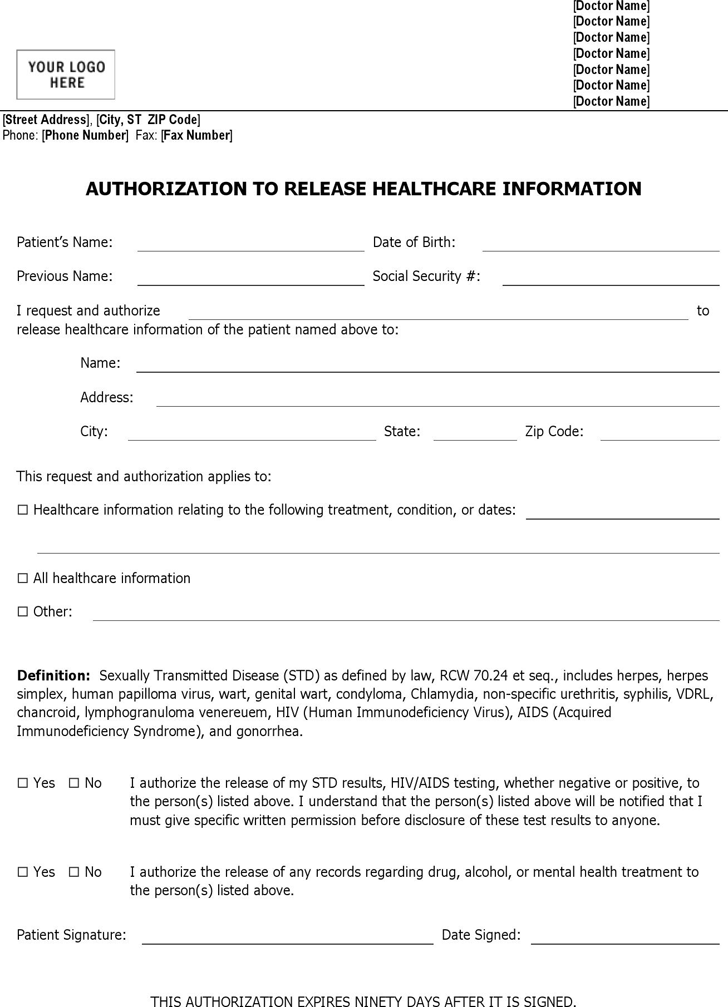 Authorization To Release Healthcare Information Download The Free 