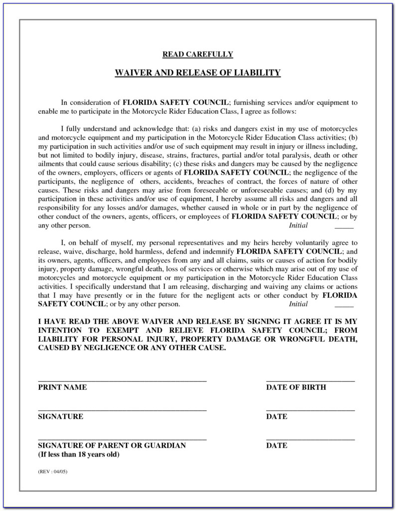 Auto Accident Release Of Liability Form California Form Resume 