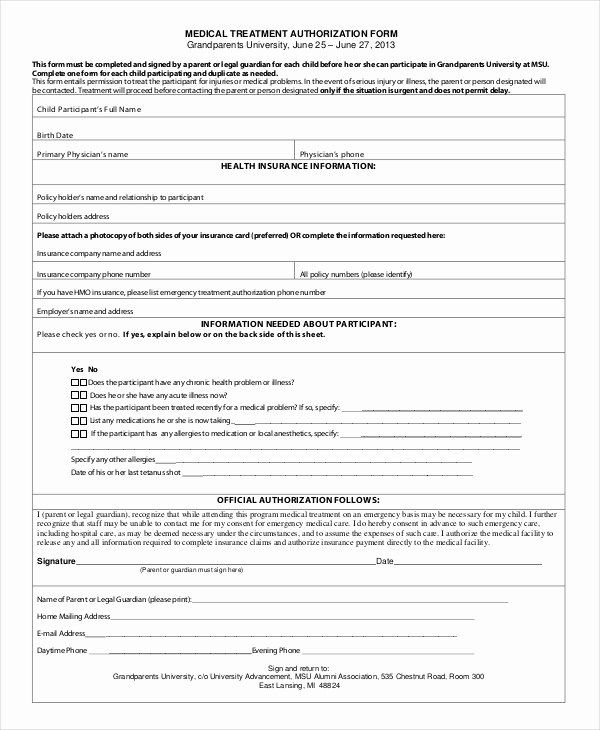 Best Of Child Medical Consent Form Template In 2020 With Images 