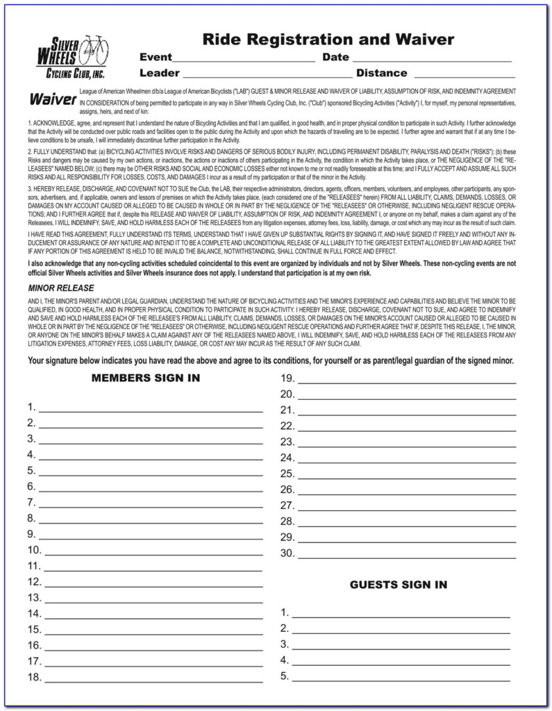 Bike Race Waiver Form Form Resume Examples q25ZqGxD0o