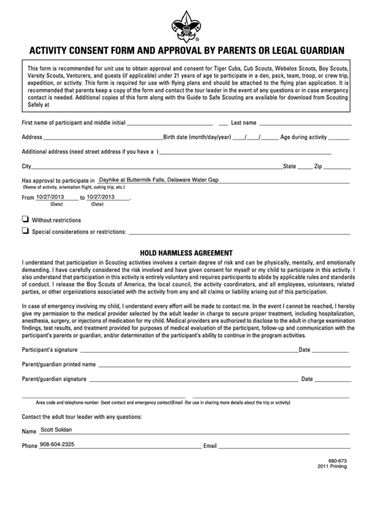 Bsa Activity Consent Form That Are Sly Alma Website