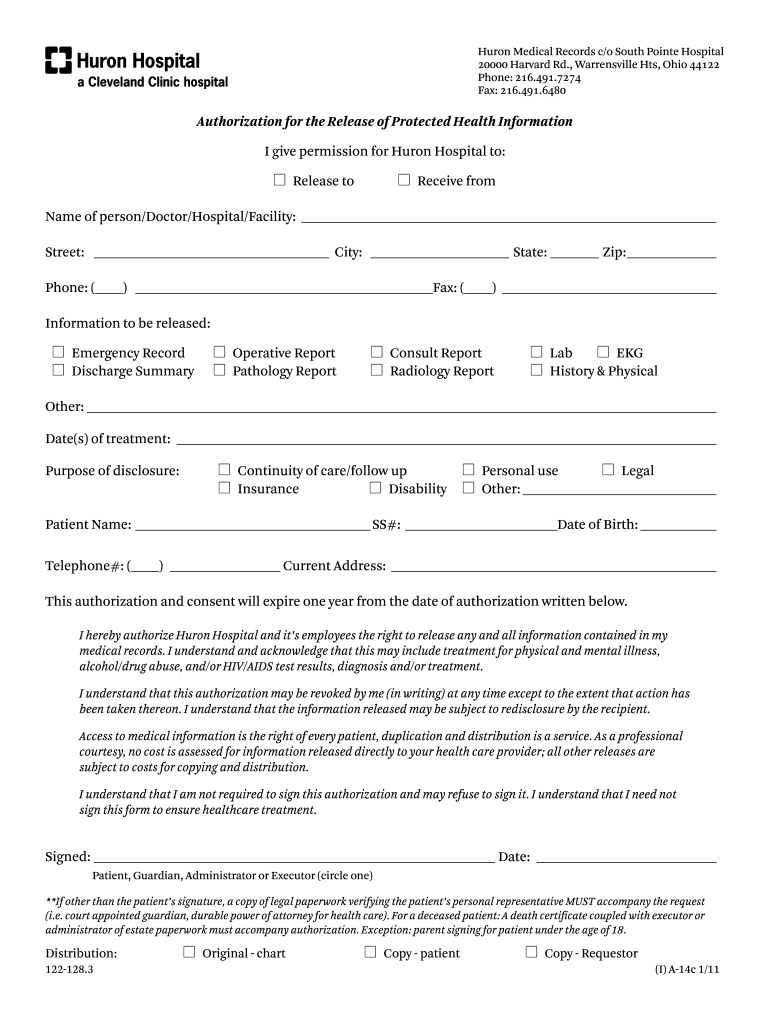 Cleveland Clinic Medical Release Form Fill Out And Sign Printable PDF 