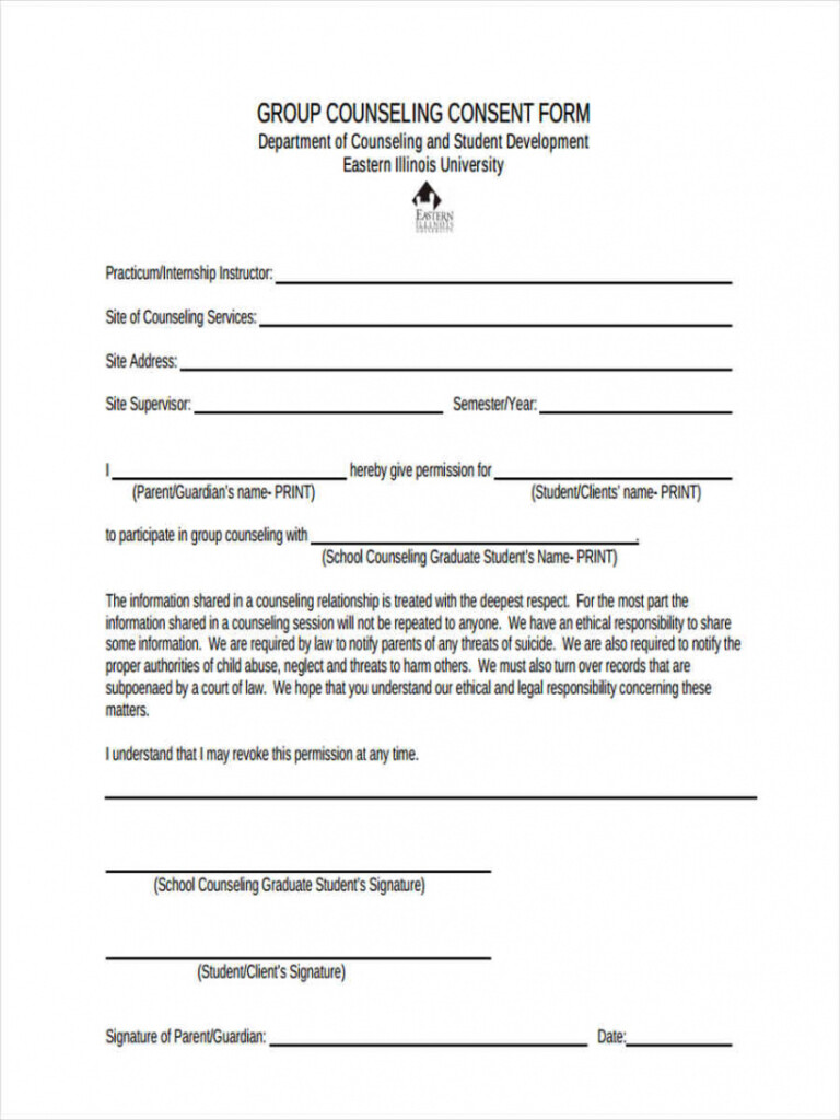 Counseling Release Of Information Form Template