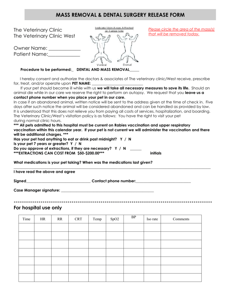 Dental Release Form For Surgery Audreybraun