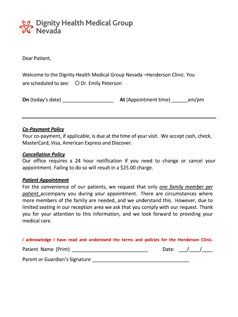 Dignity Health New Patient Forms Fill Online Printable Fillable