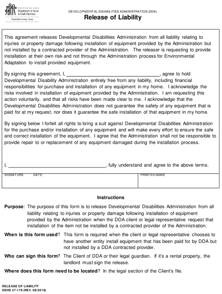 DSHS Form 27 176 Download Printable PDF Or Fill Online Release Of 