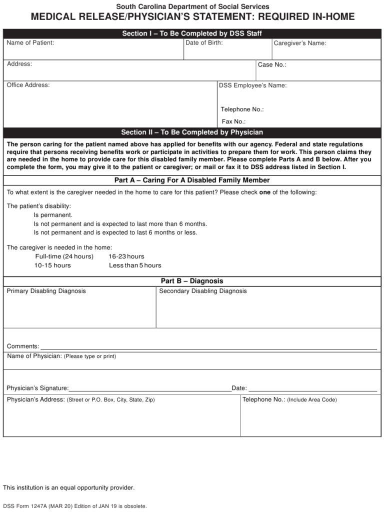 DSS Form 1247A Download Fillable PDF Or Fill Online Medical Release 