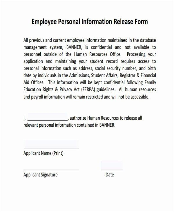 Employees Personal Information Form Inspirational Sample Employee 