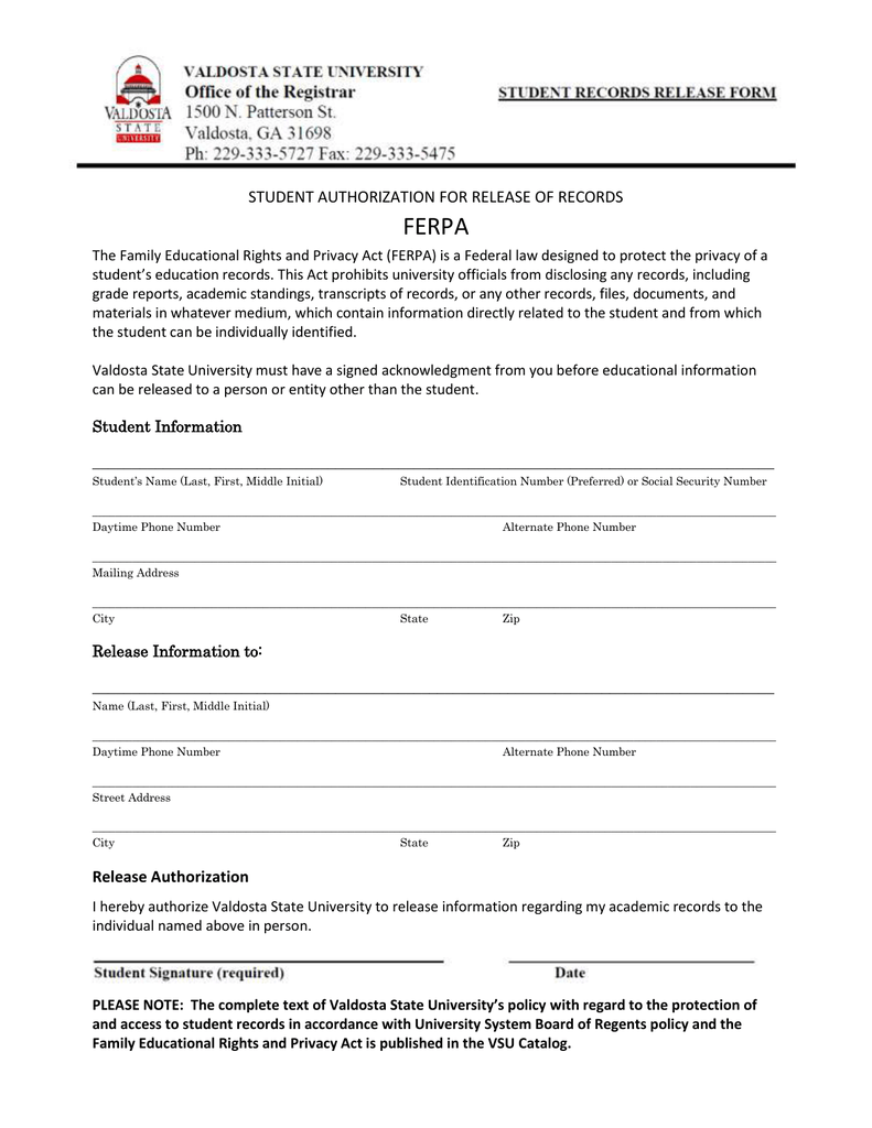 Ferpa Authorization Form 7 Thoughts You Have As Ferpa Authorization