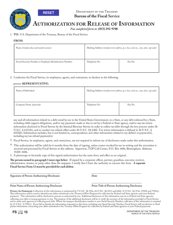 Fill Free Fillable Forms Department Of The Treasury OCIO