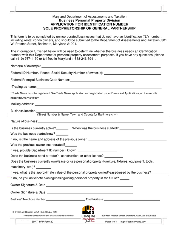 Fill Free Fillable Forms State Of Maryland