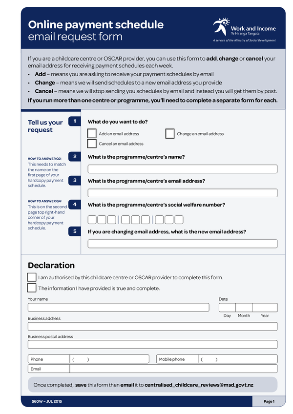 Fill Free Fillable Ministry Of Social Development New Zealand PDF Forms