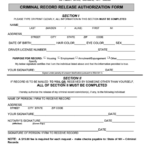 Fillable Criminal Record Release Authorization Form New Hampshire