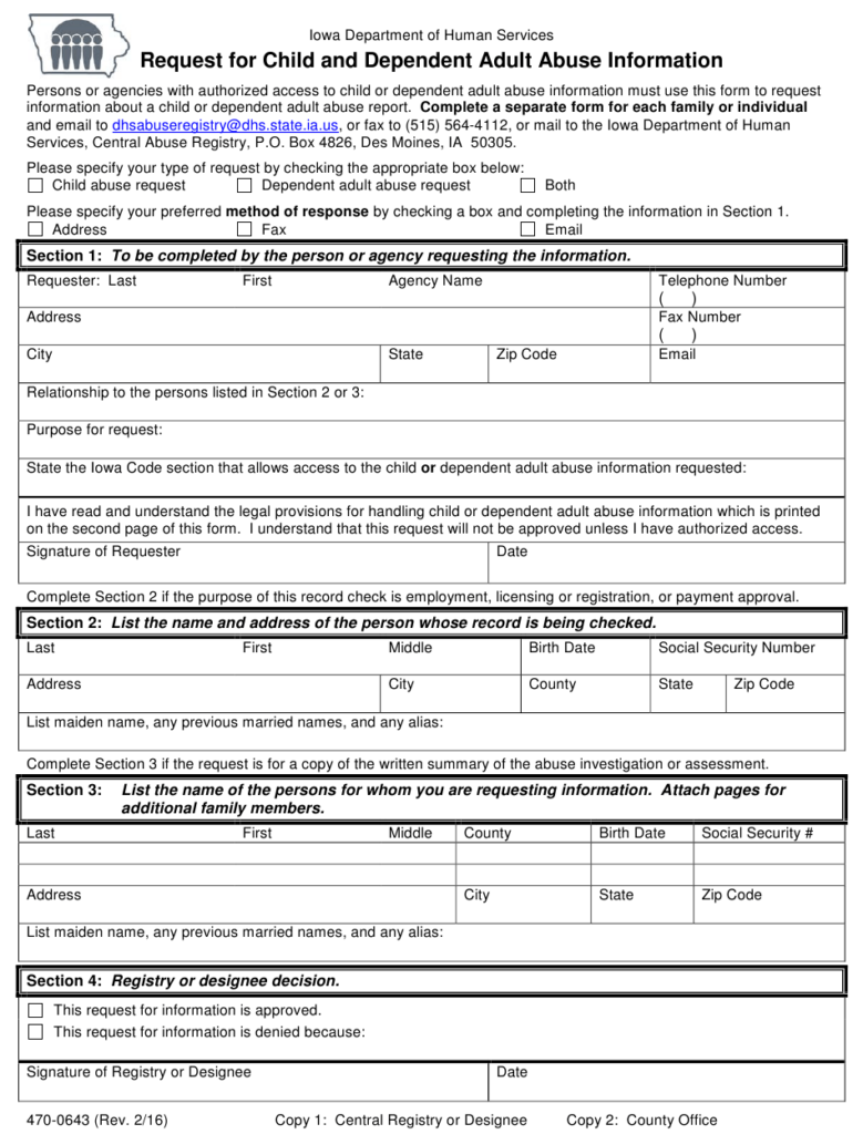 Form 470 0643 Download Printable PDF Or Fill Online Request For Child 