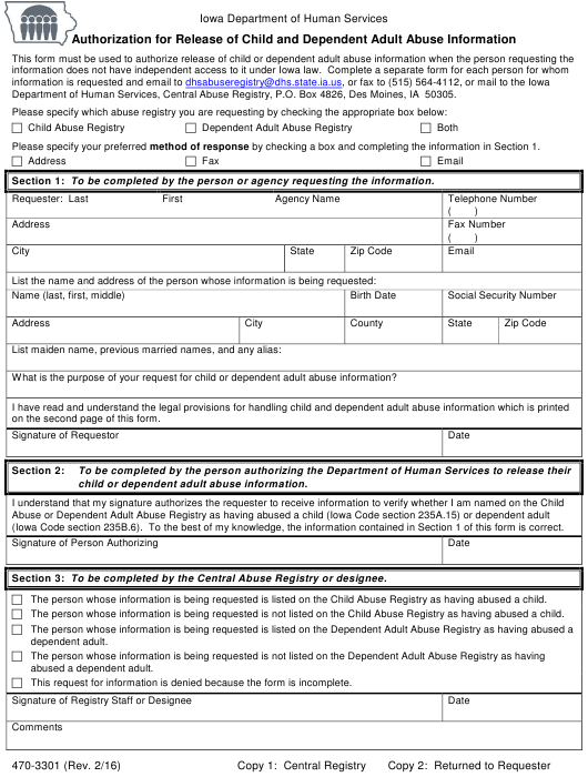 Form 470 3301 Download Printable PDF Or Fill Online Authorization For