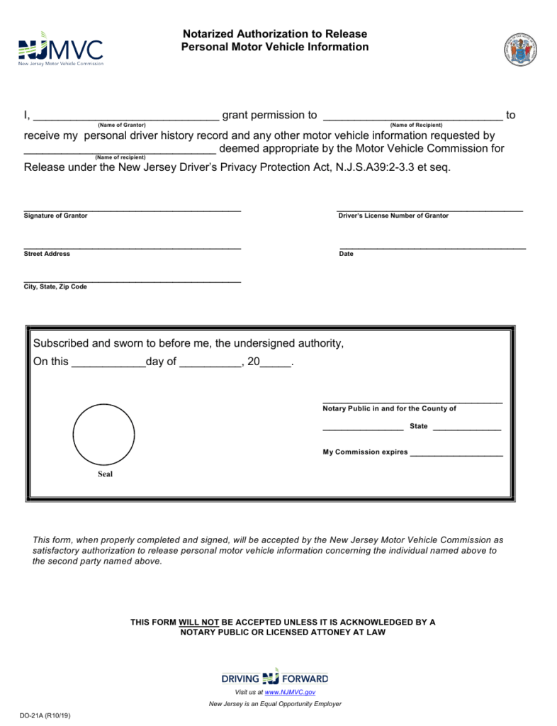 Form DO 21A Download Fillable PDF Or Fill Online Notarized 