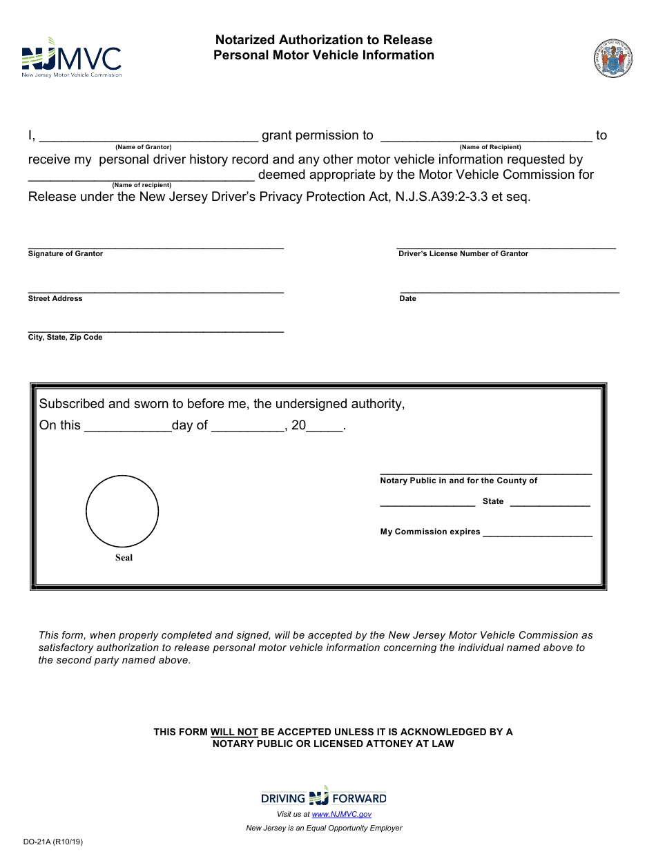 Form DO 21A Download Fillable PDF Or Fill Online Notarized