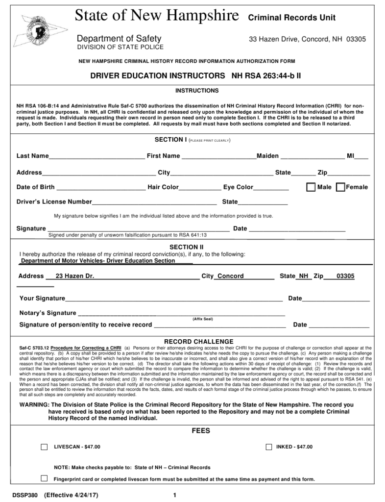 Form DSSP380 Download Fillable PDF Or Fill Online New Hampshire 