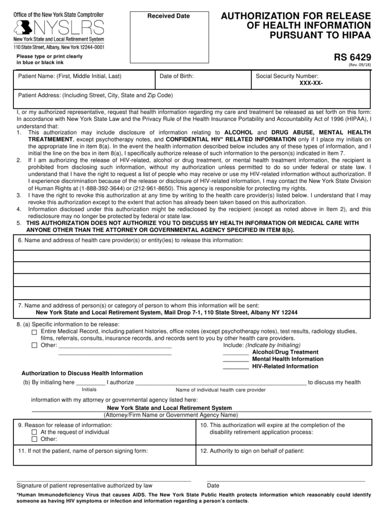 Form RS6429 Download Fillable PDF Or Fill Online Authorization For 
