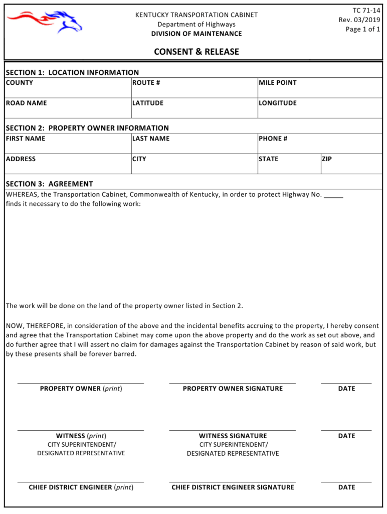 Form TC71 14 Download Printable PDF Or Fill Online Consent Release 