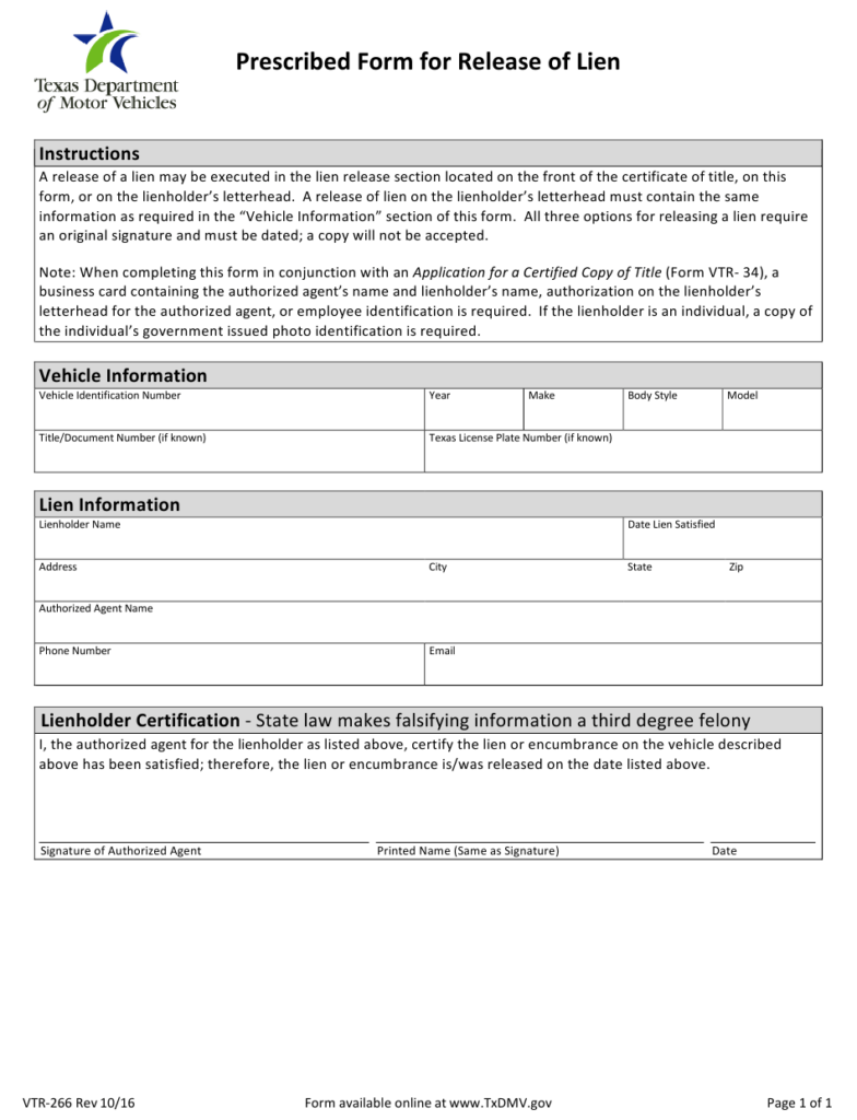 Form VTR 266 Download Fillable PDF Or Fill Online Prescribed Form For 