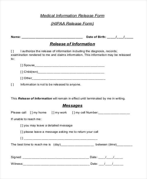 FREE 10 Medical Release Forms In PDF Excel MS Word