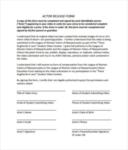 FREE 10 Sample Actor Release Forms In PDF MS Word