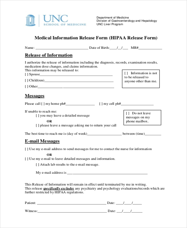 FREE 11 HIPAA Release Form Samples In PDF MS Word