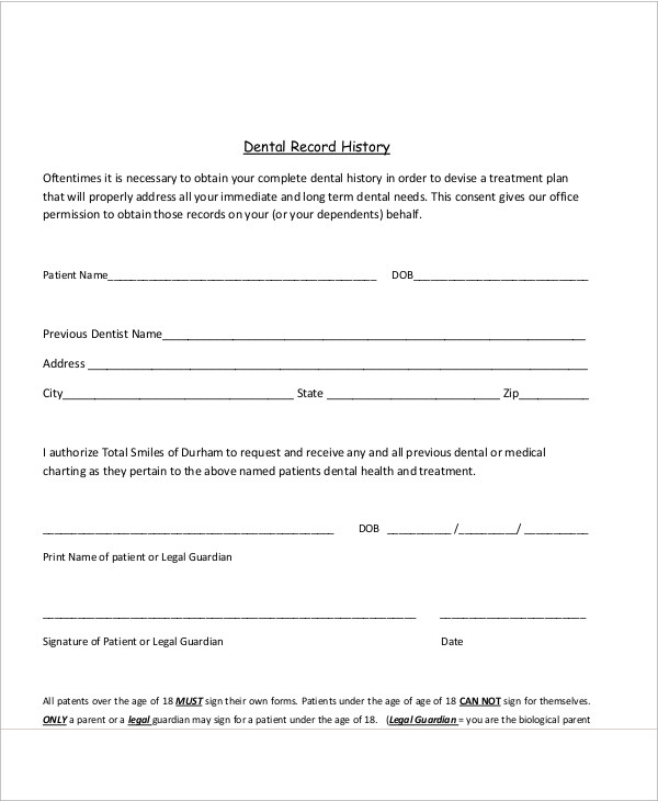 FREE 11 Sample Dental Release Forms In MS Word PDF