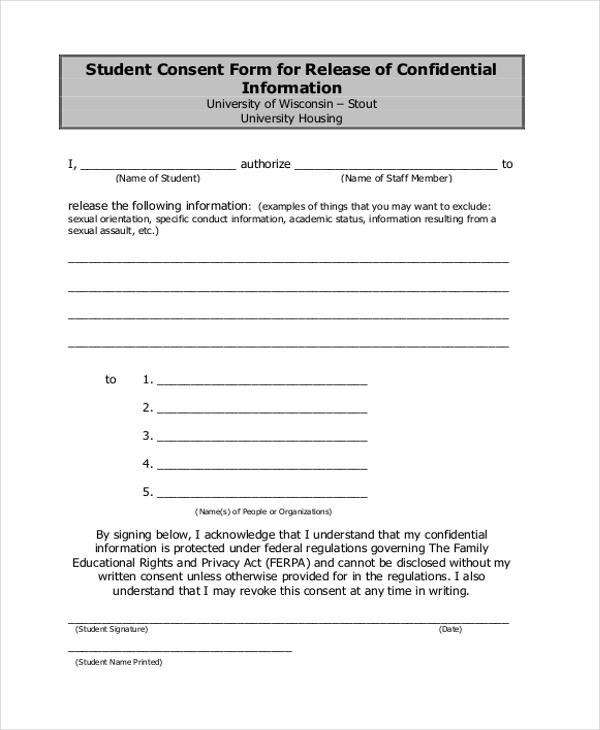 FREE 11 Sample Student Consent Forms In PDF Word