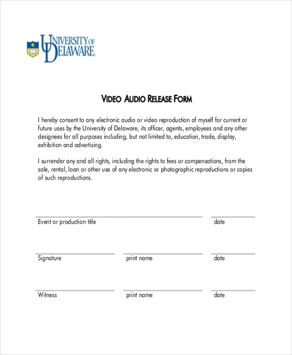FREE 11 Sample Video Release Forms In PDF MS Word