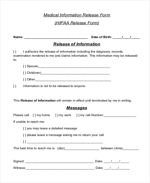 FREE 12 Sample Medical Release Forms In PDF MS Word Excel