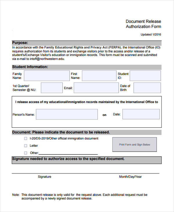 FREE 15 Sample Release Authorization Forms In PDF MS Word Excel