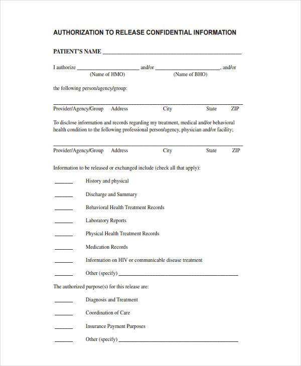 FREE 17 General Release Of Information Forms In PDF Ms Word